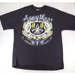 Vintage Y2K Jigga Wear Short Sleeve Sz XL Crest Logo Skater Rave Hip Hop T-Shirt